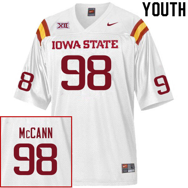 Iowa State Cyclones Youth #98 Trent McCann Nike NCAA Authentic White College Stitched Football Jersey UV42S06JK